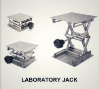 Laboratory Jack   Material : Stainless SteelSize : 15 cm x 15 cmMaximum height : 270 mm- Suitable for supporting laboratory equipment (Agitator, water bath, flask etc.)- Easy to adjust heightMaximum weight up to 60KG.