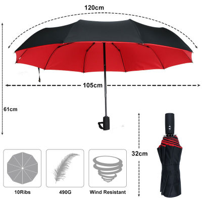 Windproof สองชั้นทนร่มอัตโนมัติฝนผู้ชายผู้หญิง10พันที่แข็งแกร่งหรูหราธุรกิจชายร่มขนาดใหญ่ร่ม