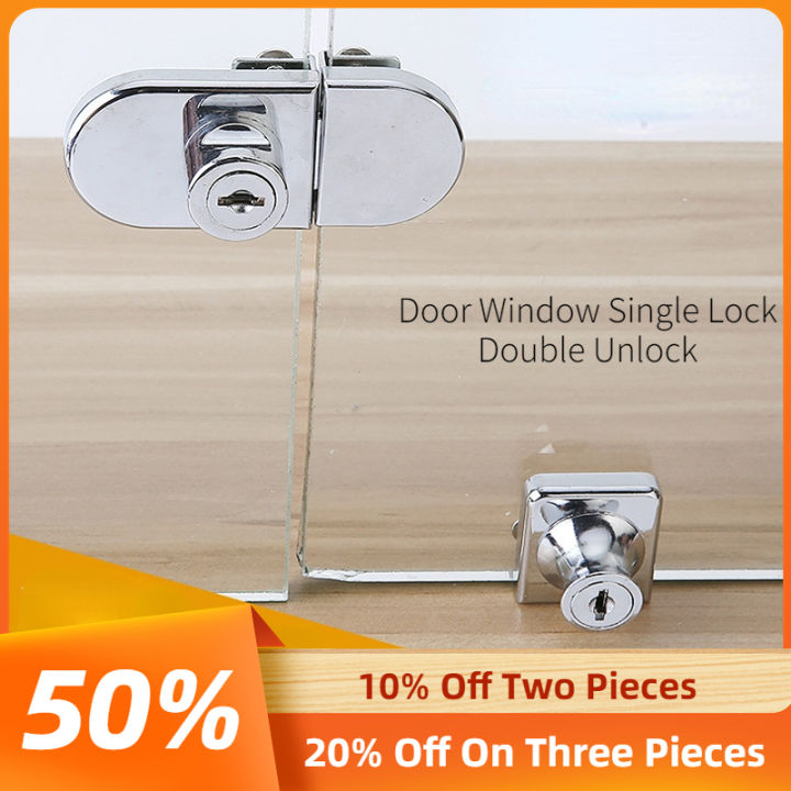 Glass Door Lock Punch Free Display Cabinet Double Door Lock Keys Zinc Alloy Lock Glass Display 