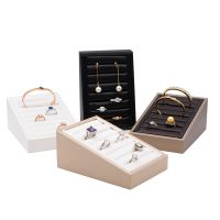 Leather Rings Earrings Tray Storage Box Jewelry Bracelet Organizer Case for Countertop Stores High Quality