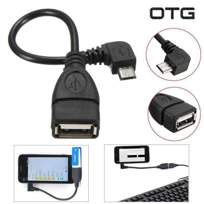 Left Angle 90 Degree Micro Male to Usb 2.0 Female OTG Extension Cable Adapter