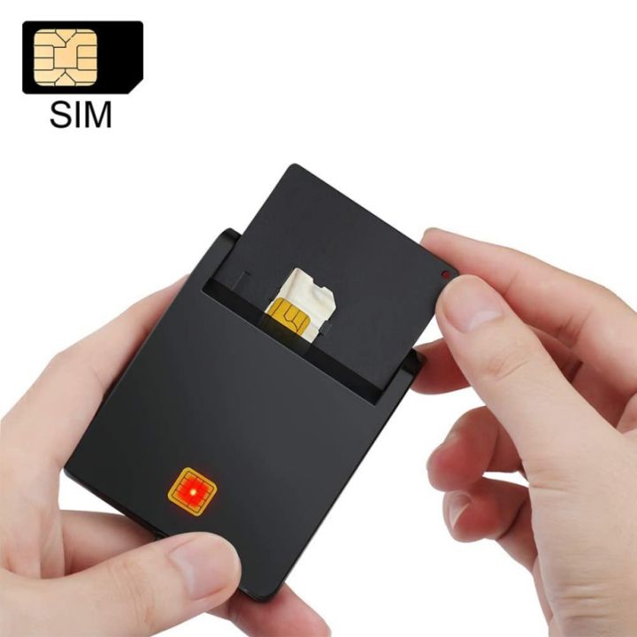 multi-function-id-card-reader-black-smart-tax-return-bank-id-card-reader-ซิมการ์ดศัพท์-smart-chip-reader-ไฟ-led