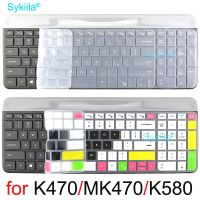 MK470แผ่นครอบแป้นพิมพ์สำหรับ Logitech MK470 K470 K580ชุดสายซิลิโคนป้องกันผิวเคสฟิล์มภาษาอังกฤษอุปกรณ์เสริมสีดำที่มีสีสัน