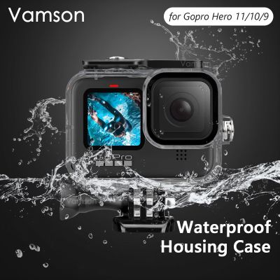 Vamson สำหรับ Go Pro Hero 11 10 9 8อุปกรณ์เสริมกันน้ำ60เมตรตัวเครื่องป้องกันขณะดำน้ำสำหรับกล้อง Gopro Hero 11 10 9