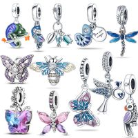 New in Silver 925 Original Charm Butterfly Insect Charm Bee Beads Fit Pandora 925 Original Bracelet Key Chain Jewelry For Women