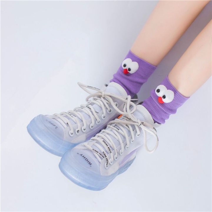 ruyuny-ถุงเท้าสไตล์-harajuku-สไตล์มหาลัยระบายอากาศสำหรับซึมซับเหงื่อ-สีทึบ3d-พื้นน่ารักถุงเท้าน่ารักถุงเท้าดวงตาสำหรับผู้หญิงถุงเท้าถุงเท้าทรงท่อกลาง