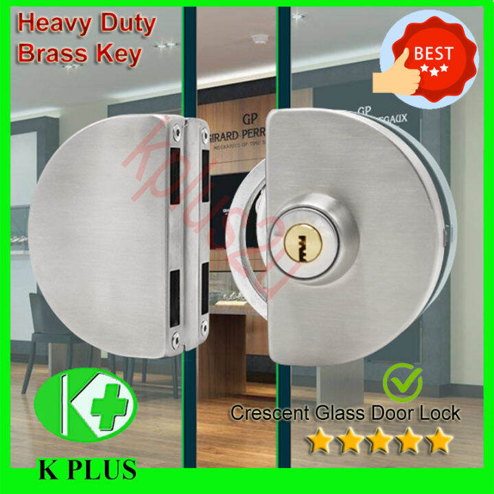 Glass Door Lock Crescent Shape Tempered Glass Door Lock Kunci Kaca ...