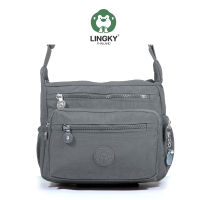 LINGKY LK69408 : กระเป๋าสะพายขนาดกลาง ปรับสายได้ มี5ช่องซิป / Crossbody Unisex-Bag