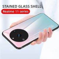 เคสสำหรับ Realme 11 Pro + Realme11Pro พลัส + Realme11ProPlus 5G เคสกระจกเทมเปอร์เคสมือถือไล่สีซิลิโคนนิ่มเคสป้องกันกันกระแทกกรอบสีฝาหลัง