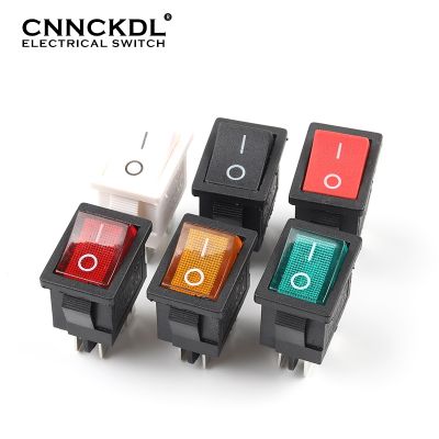 5 PCS/LOT KCD1 4 Pin 21x15mm ON-OFF Boat Car Rocker Switch 6A/250V AC 10A/125V AC With Red Blue Green Yellow Light Switch