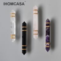 [HOT NNQJKYIYWHG 512] IHOMCASA สไตล์นอร์ดิกธรรมชาติสีชมพูคริสตัลตู้เสื้อผ้าตู้ลูกบิดประตูลิ้นชักดึงเฟอร์นิเจอร์จับทองเหลืองลูกบิดคริสตัลใส