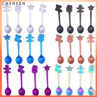 CHANFEN 1/4ชิ้น/เซ็ตของหวานเครื่องครัวสแตนเลสมนุษย์หิมะและรับประทานอาหารช้อนชาช้อนเด็กช้อนกาแฟคริสต์มาส