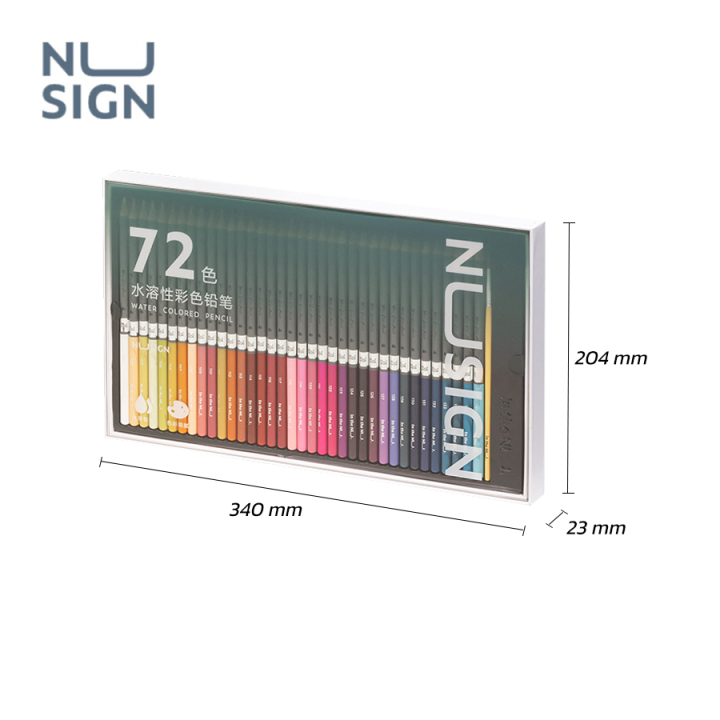 nusign-ดินสอสีไม้-สีไม้-สีไม้ระบายน้ำ-แท่งยาว-เนื้อสีเข้ม-ผสมสีสวย-สีสันสดใส-แถมฟรีพู่กันภายในกล่อง-จำนวน-48-สี-72-สี