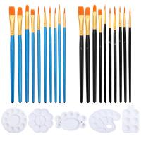 Acrylic Paint Brushes Set Flat Pointed Tip Painting Tray Palettes Art Paintbrushes For Oil Watercolor Drawing Nail Art Supplies