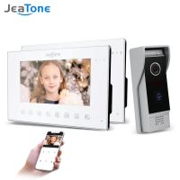 Jeatone วีดีโออินเตอร์คอมไร้สาย7 Tuya 1080P สำหรับบ้านพร้อม2จอภาพ + การตรวจจับการเคลื่อนไหวระบบกลางแจ้ง1กล้องสำหรับกริ่งประตู