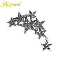 Ajojewel Silver-color Star Vintage Brooches Pins For Women Bling Pin Brooch Rhinestone Jewelry For Party Gift For Friends
