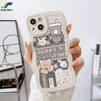 JieFie เคสนิ่มน่ารักสำหรับ VIVO Y20 / Y20S / Y20A / Y20i / Y12S / Y12A / Y30 / Y50 / Y30i ลายหมีสร้างสรรค์ลายชานมเคสโทรศัพท์ปิดขอบคลื่น