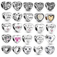 Heart Charms Infinity I Love You Mom Family Dad Mom Daughter Sister Be Happy Charms Beads Fit Pandora Bracelet Jewelry DIY Gift