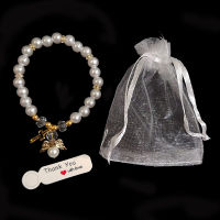 Baby Shower Favors Christening Gifts Boys Girls Faux Pearl Rosary Bracelets Baptism Party Giveaways Souvenirs White Pink 12pcs