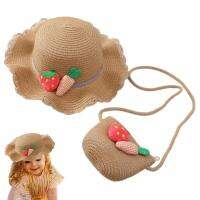 Girls Straw Hat With Purse Summer Beach Hats Purse For Girls Breathable And Adorable Straw Woven Handbag With Cool Summer Hats  by Hs2023