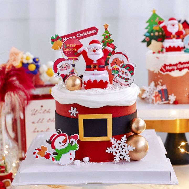 โมเดลตกแต่งซานต้า-ธีมคริสมาสต์-ป้ายตกแต่งเค้กคริสมาสต์-ซานต้า-กวางเรนเดียร์