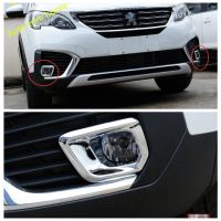 Side Front Head Fog Lights Lamps Frame Cover Trim 2 Pcs / Set For Peugeot 5008 2017 2018 2019 2020 ABS Auto Accessories