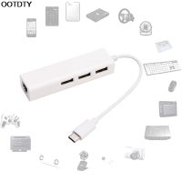 ✲✗ For MacBook USB3.1 USB-C Type-C to RJ45 Ethernet LAN Adapter With 3 Port USB Hub