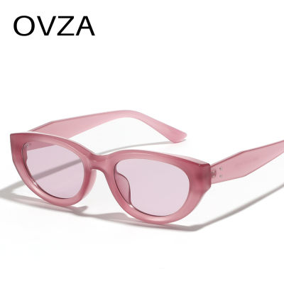 แว่นกันแดดผู้หญิง OVZA วงรีสีชมพูแว่นกันแดดแฟชั่นผู้ชาย UV400 2023ป้องกันรังสียูวี