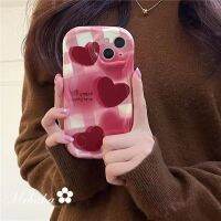 Mrhaha เคสครีมแฟชั่นสำหรับ Vivo V27e Y36 Y02 Y20 Y21 Y15A Y02s Y35 Y22 Y16 V25 Y30 Y50 Y20s Y91ลายตารางสีแดงลายหัวใจรักฝาครอบป้องกันซิลิโคนเคสโทรศัพท์สวยงาม?คลังสินค้าพร้อม