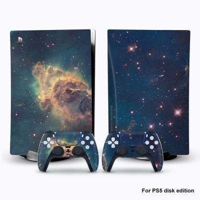 สติกเกอร์ไวนิลสำหรับ PS5อุปกรณ์เสริมฝาครอบรูปลอกคาร์บอนไฟเบอร์สำหรับ Sony PlayStation 5 Disk Edition Console And 2คอนโทรลเลอร์