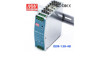 Mean Well, industrial grade EDR-120-48 DIN Rail Power Supply, 48V dc Output Voltage, 2.5A Output เหมาะสำหรับงานกล้องวงจปิด ที่ต้องใช้เลี้ยงสวิทกลางแจ้งทนความร้อน