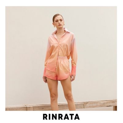 RINRATA - Sander Shirt เสื้อเชิ้ต สีส้ม ชมพู ม่วง ไล่สี Gradient เชิ้ต แขนยาว กระกุมหน้า คอปก ทรงปล่อย ฟรีไซส์ เสื้อใส่เที่ยว เสื้อทำงาน