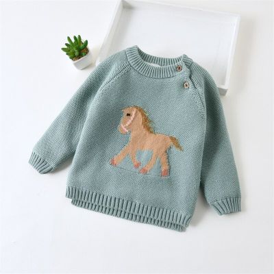 Baby Sweater Newborn Baby Boys Sweaters Thick Fleece horse Kids Sweaters Toddler Cardiagn Knitted Baby Clothes Girls Sweater