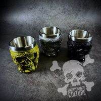 ของสะสม แก้วช็อตลายนูน รูปหัวกะโหลกนักรบ Warrior Skull Shot Glass