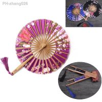 1Pc Chinese Style Bamboo Windmill Folding Fan Chinese Fans Flower Pocket Folding Hand Fan Round Circle Wedding Party Decor Gift