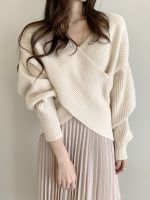 ✐▤๑ ABRINI V-Neck Sweater Loose Knitting Pullovers Knitted