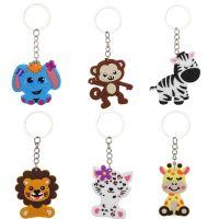 6pcs Keychains Silicone Keychain for Jungle Birthday Gifts Supplies