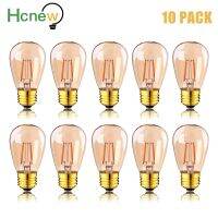 Hcnew 10PCS Retro LED Filament Light Bulb E27 220V 1W 3W Warm White ST45 ตกแต่งหรี่แสงได้สตริงแทนที่โคมไฟ Edison วินเทจ◀