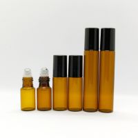 50Pcs 3Ml 5Ml 10Ml Amber Thin Glass Roll On Bottle Refillable Sample Test Essential Oil Vials With Roller Metal Ball For Travel