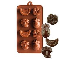 GL-แม่พิมพ์ ซิลิโคน รูปผลไม้ 8 ช่อง สำหรับทำช็อกโกแลต (คละสี) Fruit silicone mold