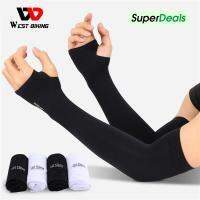 ┅♂♂ WEST BIKING Arm Sleeves Ice Fabric Breathable Quick Dry Running Sportswear Sun UV Protection Long Arm Cover Cycling Arm Sleeves