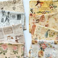 Vintage newspaper girl oil painting girl  Cotton Fabric Sew Clothes Dress Fabrics DIY Quilting Needlework Patchwork Material Drawing Painting Supplies