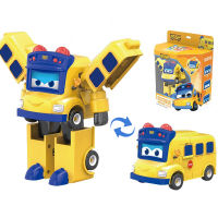 ABS Gogo Bus Transformation Vehicle 3 Changeable Face Expression Action Figures Deformation AmbulancePoliceFireman Slide Toys