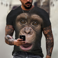 2023 NEW Summer T-shirt Mens T-shirt Fashion Monkey 3d Print Short Sleeve Casual Funny O-neck Loose Large T-shirt brand new T-shirt