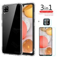 [On1ine 3C Digital} สำหรับ Samsung A42 5G เคส3in1เคสใสสำหรับ Galaxy A 42 Samsung Samsung Samsung กระจกเทมเปอร์ฝาครอบโทรศัพท์กล้อง