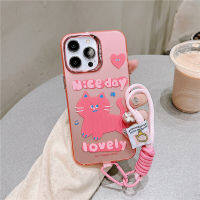 กระเป๋าสะพายมือสีชมพูสำหรับ iPhone14Promax ภาพประกอบ Love Cat Case สำหรับ iPhone13 Electroplated Doodle Case สำหรับ iPhone12Promax กรณีสัตว์เล็กน่ารักสำหรับ iPhone11