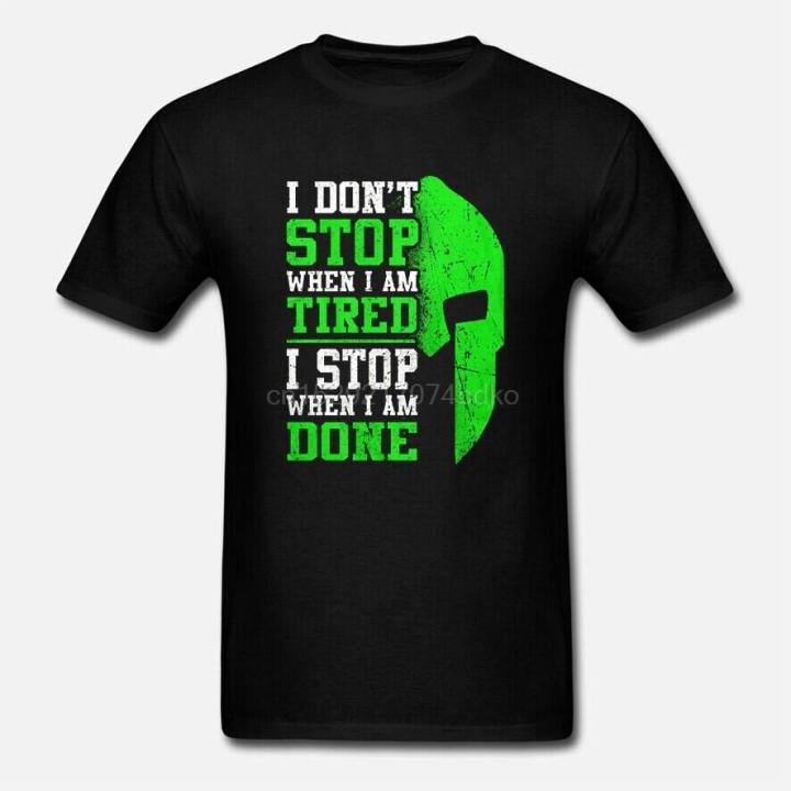 Spartan Push On I Don Stop cuando estoy cansado hecho Casual Short sleeve  O-neck Fashion Printed 100% Cotton summer new tops Round Neck cheap  wholesale funny t shirt branded t shirt men