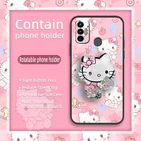 foothold cartoon Phone Case For Tecno Spark 7/Spark7T Cute TPU protective phone stand holder Original Durable Cartoon