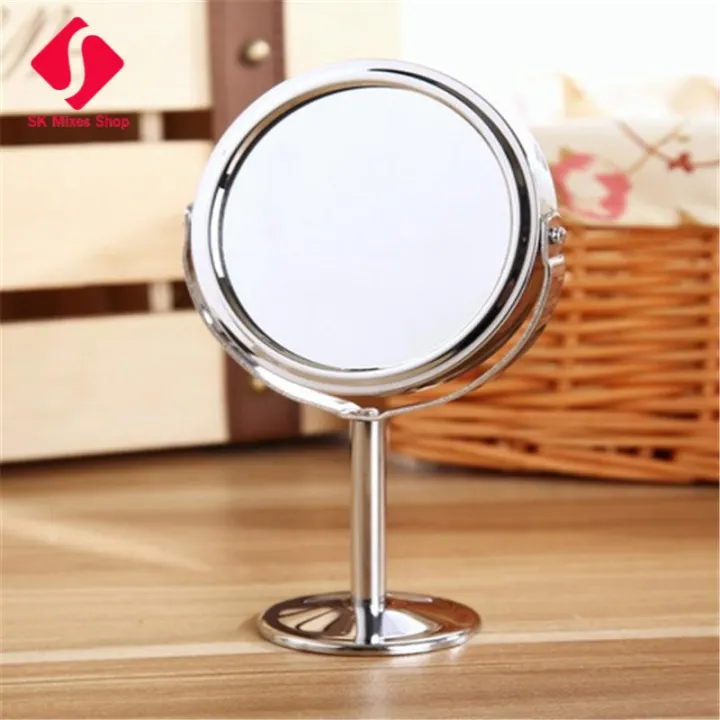 Magnifying Mini Cosmetic Mirror Double Sided Make Up Stand with Concave