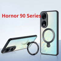 เคสโทรศัพท์สำหรับ Honor 90 Pro เคส Honor90 90Pro Honor90Pro 5G 2023เคสด้านหลังโปร่งใสโปร่งใสอะคริลิคเคสกันกระแทกมือถือที่ยึดแหวนกรอบ TPU แบบนุ่มป้องกันการหล่น